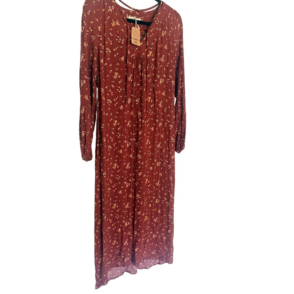 Natural Life Women Size M Dress Trapeze Style Cuffed Balloon Sleeve Boho Floral